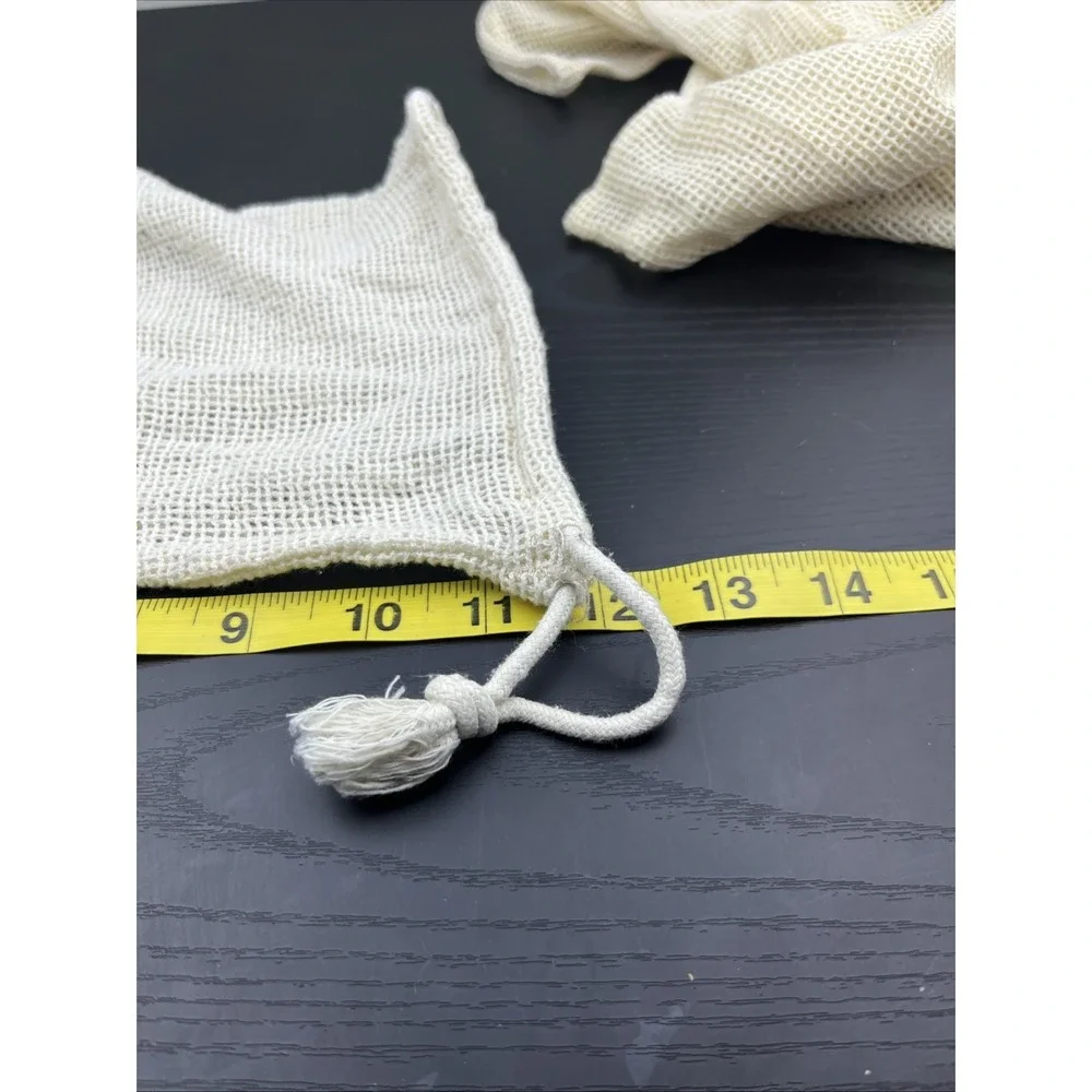Cotton Mesh Produce Bags Lot of 3 Reusable Drawstring Grocery Shopping